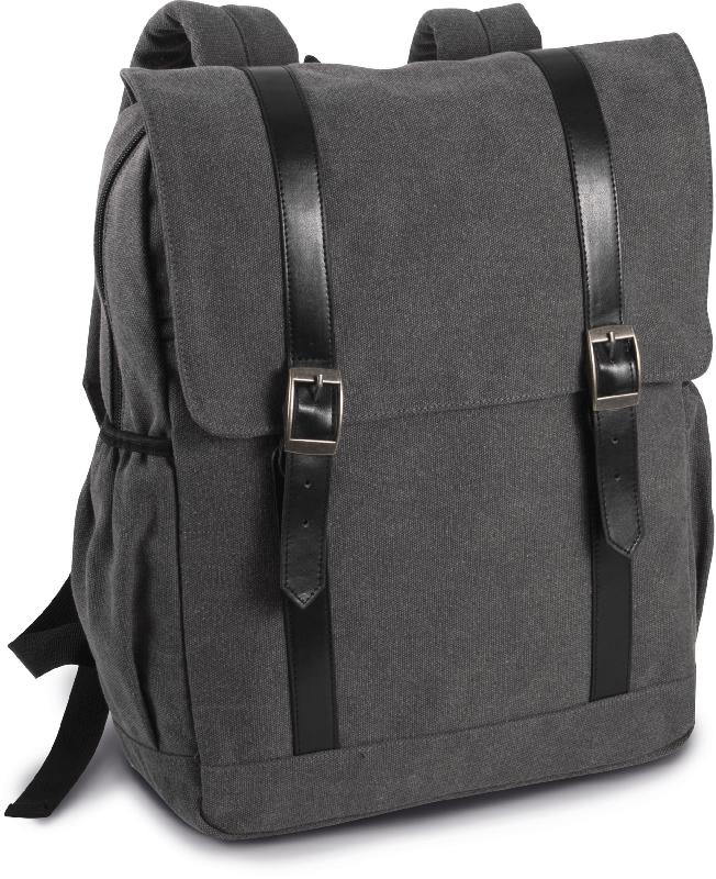 Sac à dos en toile de coton à rabat - Réf: KI0143 - Kimood - Pour tablettes et ordinateurs jusqu'à 13''_3