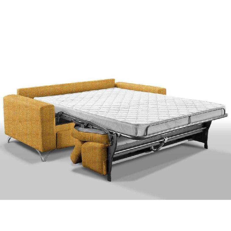 Canapé convertible Suède 140 cm - ouverture express, sommier à lattes Renatonisi, matelas 16 cm tweed jaune_3