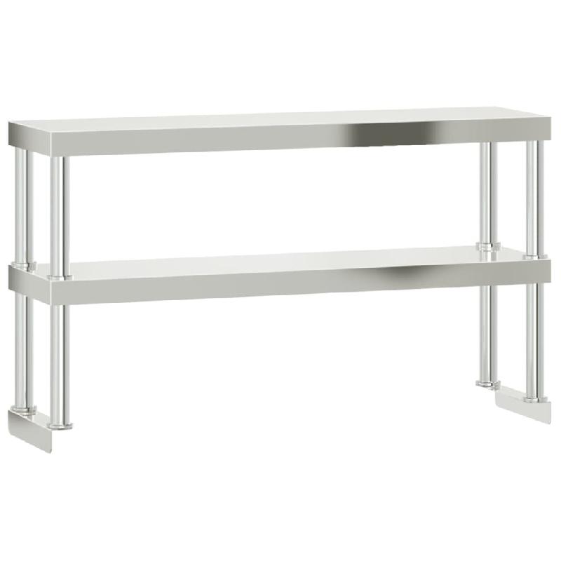 Vidaxl table de travail de cuisine avec étagère 110x55x150 cm inox 3208907_3