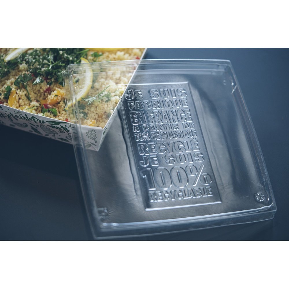 100 barquettes nomades engagées 1000 ml - Carton ingraissable blanc et couvercle RPET - 15x15x5,5 cm - Fabrication française_3