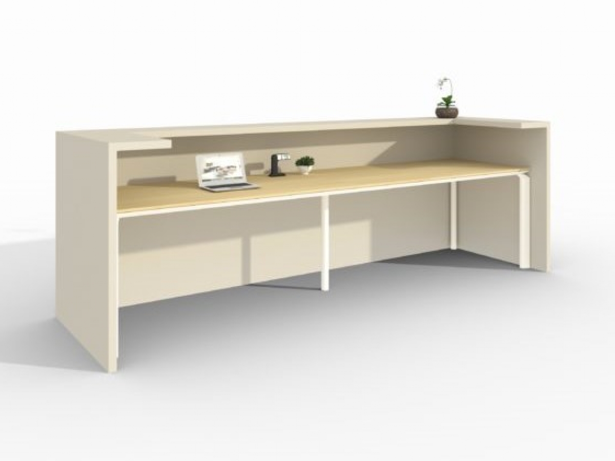 Banque d'accueil droite fonctionnelle et modulaire en bois - SHELTER - Design contemporain et personnalisable_3