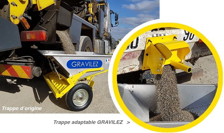 Gravilez pour application homogène de gravier avec position stabilisée
