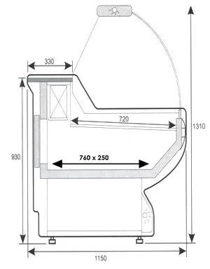 Vitrine réfrigérée de présentation avec service-arrière + réserves réfrigérées_3