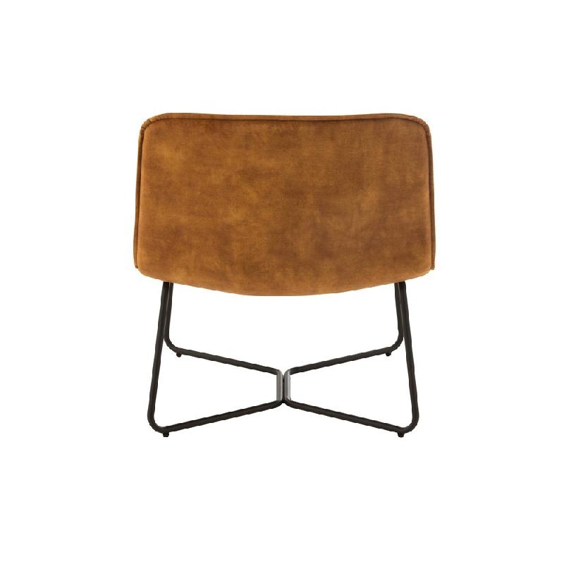 Chaise lounge RATRI - Velours ocre, pieds métal noir - Design industriel et confort optimal_3
