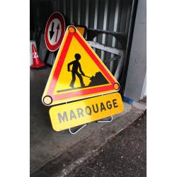 Panonceau indications diverses complétant un panneau temporaire de danger AK KM9_3