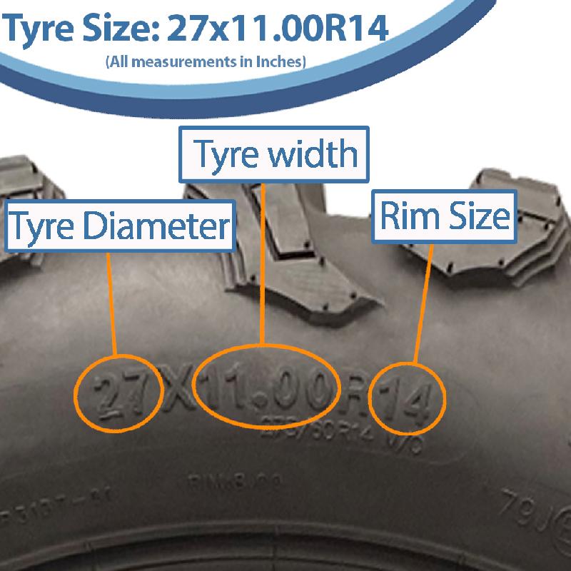 27x11.00R14  27x9.00R14 ATV Tyre 8ply P3137 OBOR Outslope Road Legal (Set of 4)_3