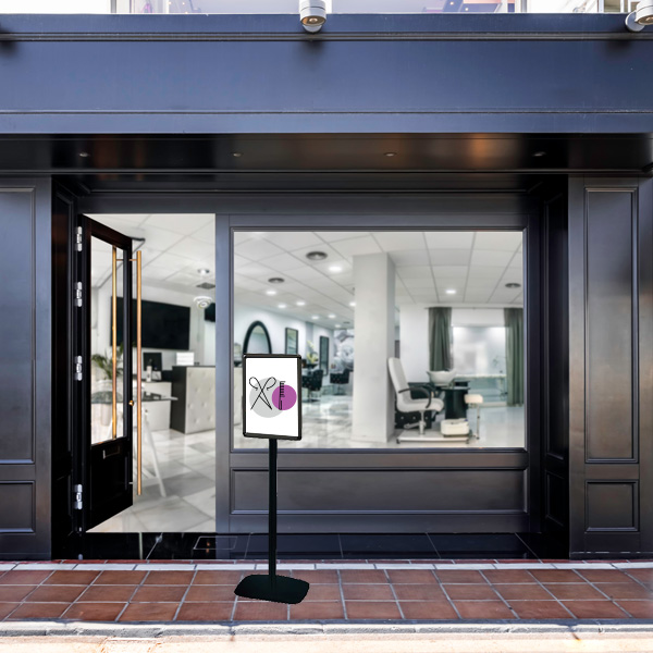 Porte-affiche A4 double-face - pied H 158 cm noir - Réf : 214063NR - Cadro-Clic® Black-Line®_3