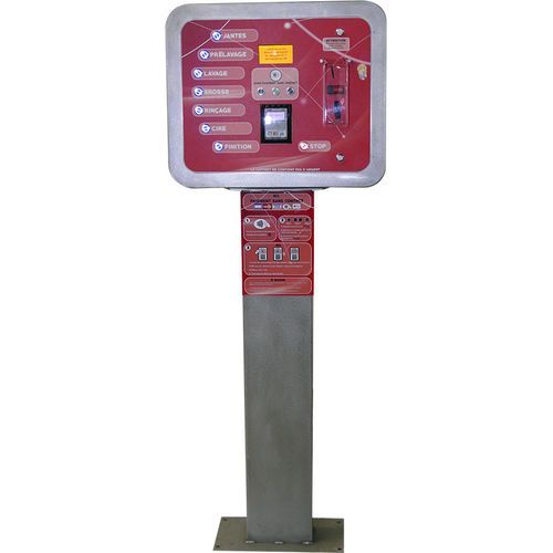 Coffret inox pour station de lavage avec options de paiement