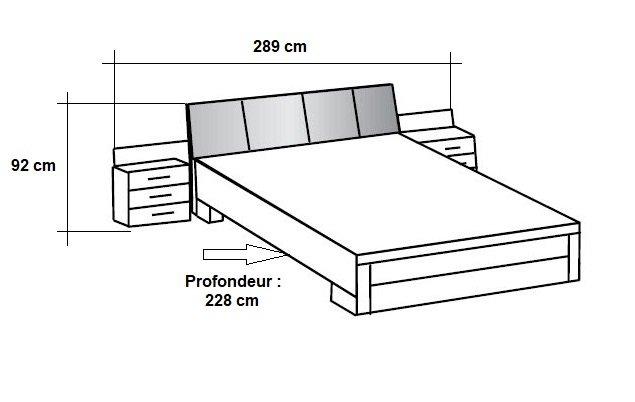 Lit design Burnaby 180 x 200 cm - Chêne artisan et tête en cuir synthétique avec chevets intégrés et coffre de rangement_3