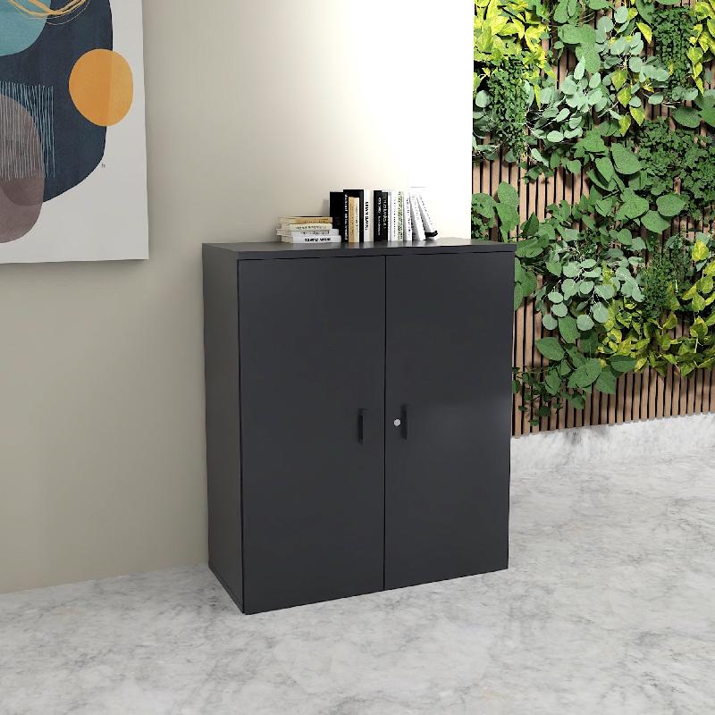Armoire de bureau monocolore hauteur 121 cm - Mobel linea - 80, Gris anthracite_3