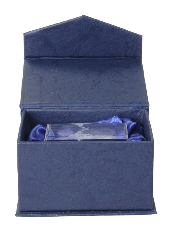 Bloc en verre - transparent - livré dans boîte cadeau bleue - 250g_3