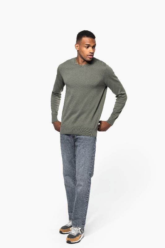 Pull écoresponsable col rond homme - coton biologique peigné - Réf: KNS901 - Kariban_3