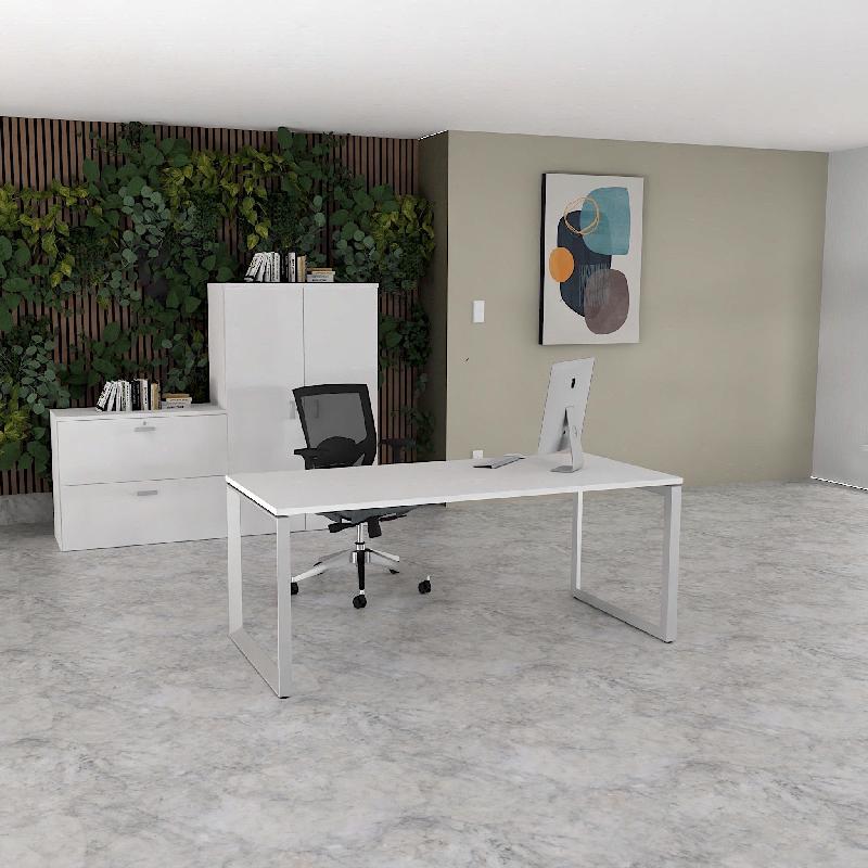 Bureau droit individuel Star - Mobel Linea - 160, Alu, Blanc, Non_0