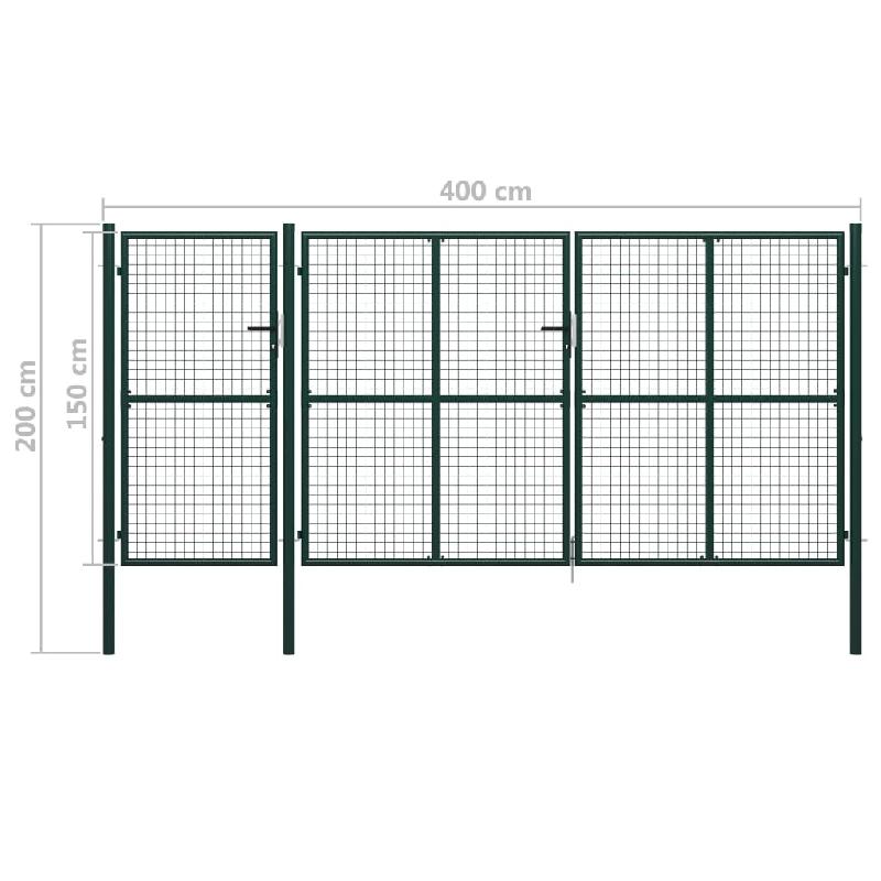 Vidaxl portail de jardin acier 400 x 150 cm vert 144313_3