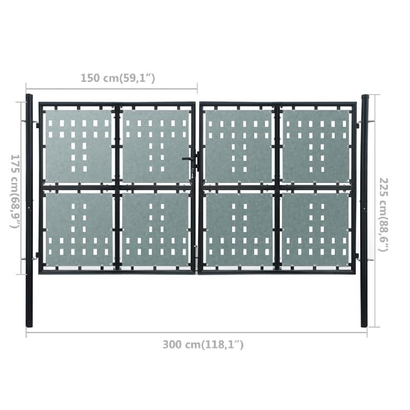 Vidaxl portail simple de clôture noir 300x225 cm 141694_3
