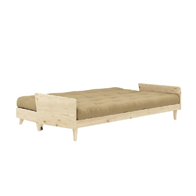 Canapé 3 places convertible Indie - Style scandinave - Futon beige blé - Couchage 130x190 cm - Marque KARUP_3