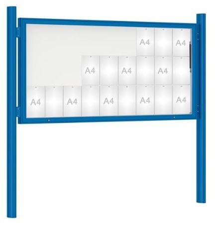 Vitrine extérieure peinte 75 sur poteaux oblongs - simple face - Plexi chocs - serrure de sécurité - aluminium anodisé argent_3