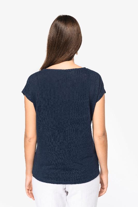 T-shirt col V en lin femme - Réf: NS321 - 100% lin - Marque Native Spirit - 190 g/m²_3