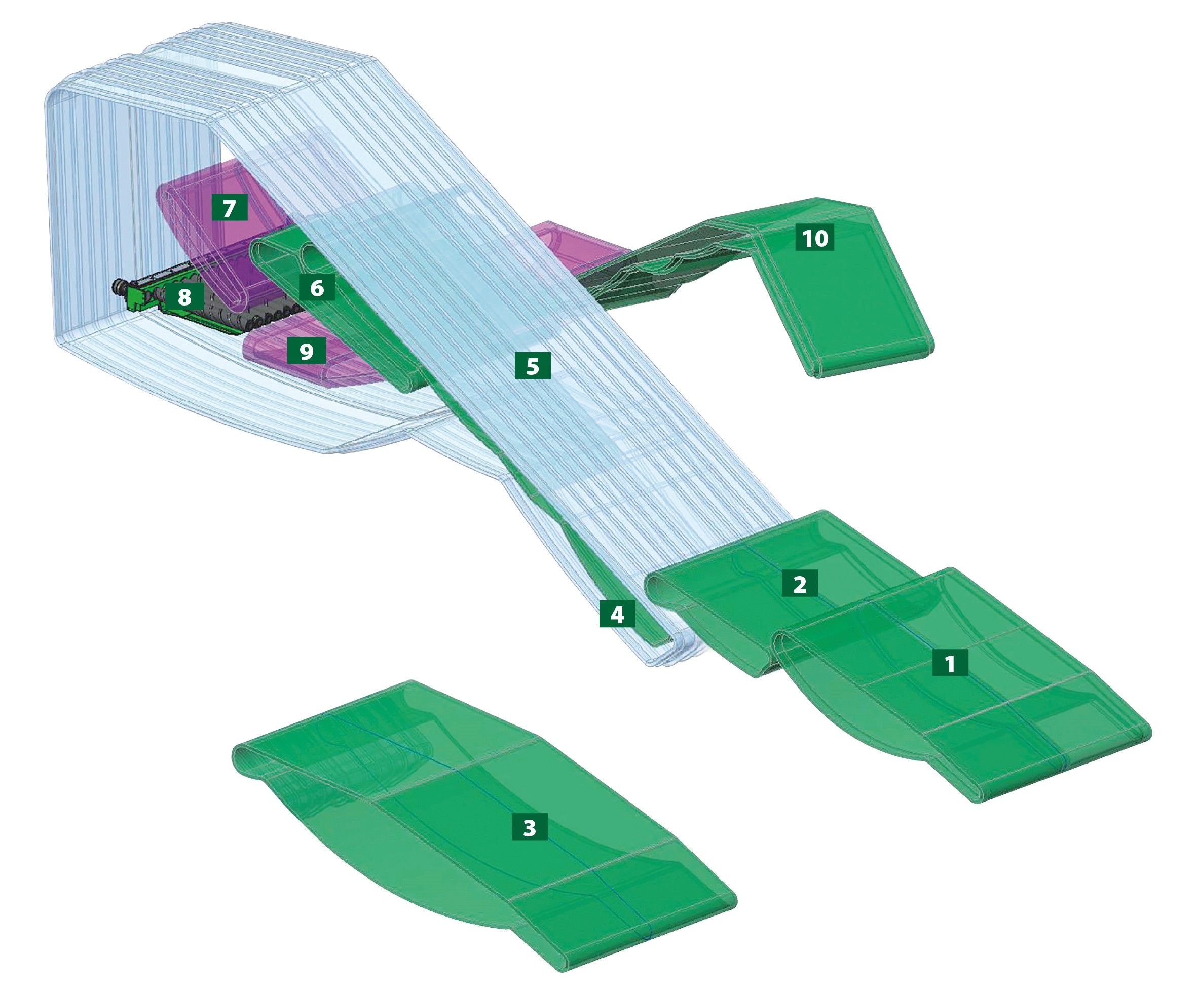 Équipement de récolte avec élévateur articulé et structure en trois points