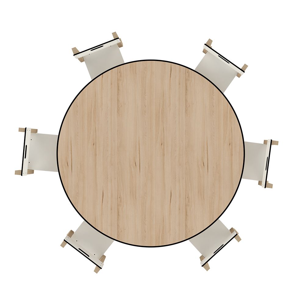 Table ronde pour enfant - Piètement en hêtre massif - Plateau stratifié compact - Diamètre 1200 mm - Réf. TA.RO_2