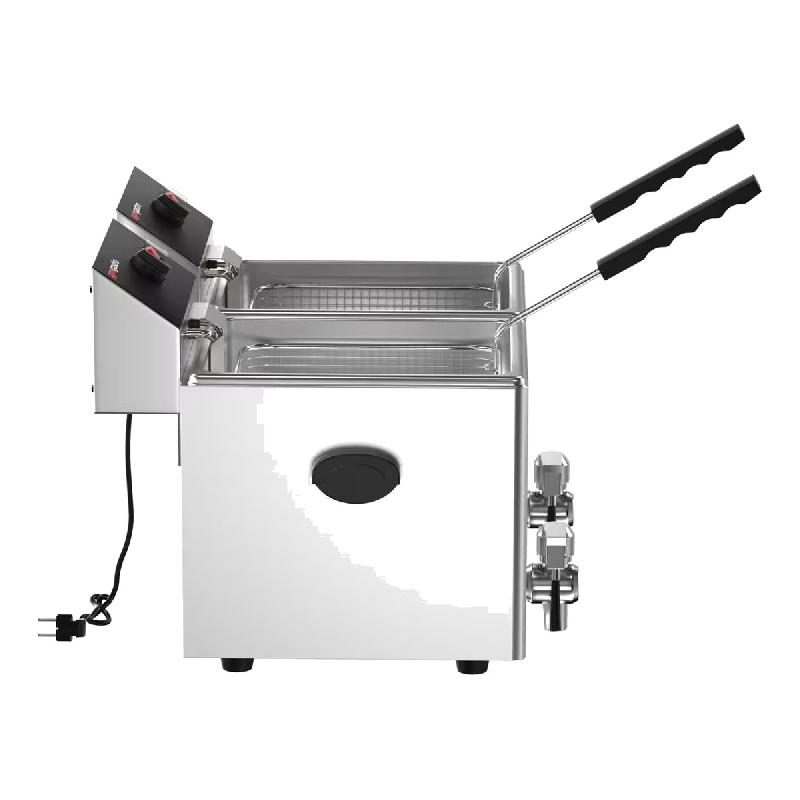 Friteuse électrique double 2 x 8L - avec robinet de vidange | GGM_3