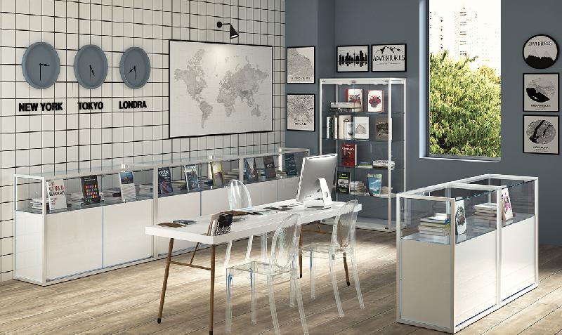 Vitrine comptoir bronze anodique avec rangement occulté - STM95CR-BR - L 95 x P 45 x H 95 cm_3