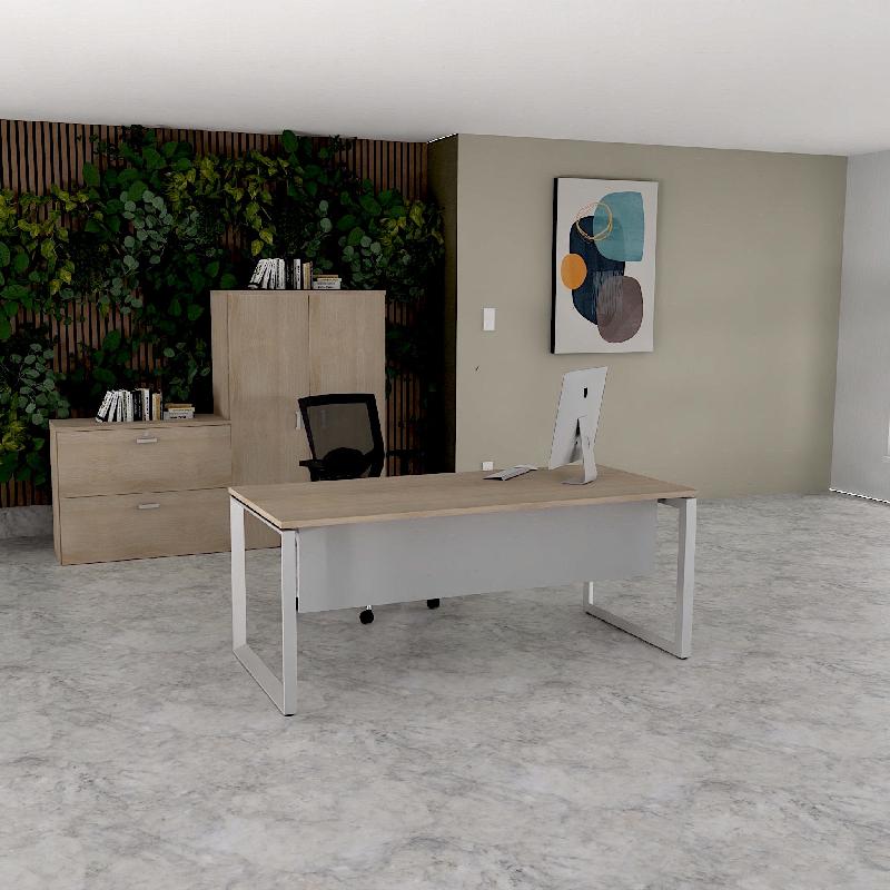 Bureau droit individuel Star - Mobel Linea - 180, Alu, Acacia clair, Oui_0