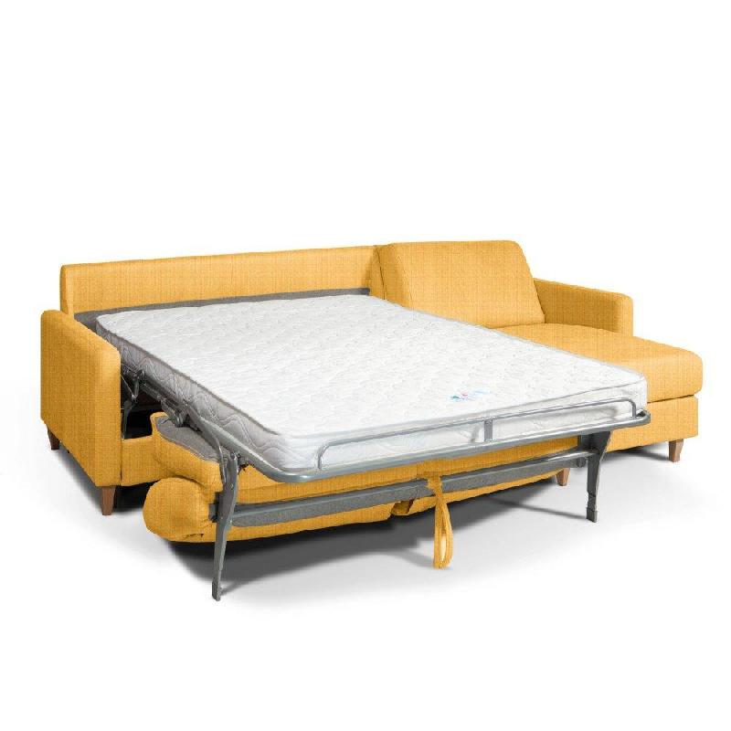 Canapé convertible d'angle Oslo - Matelas 16 cm - Système Express - Sommier à lattes Renatonisi - Tweed jaune melon_3