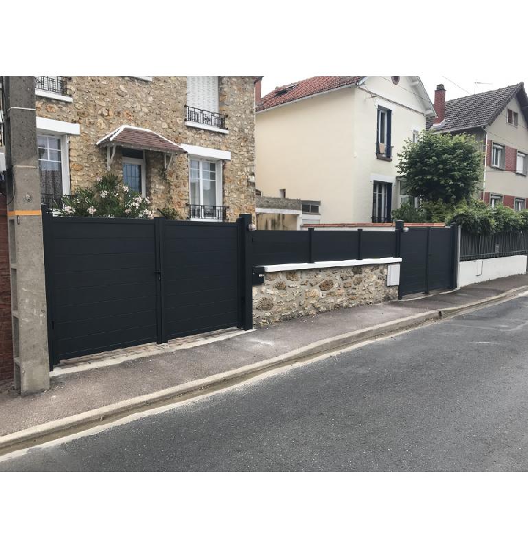Portail aluminium Strasbourg - Gris anthracite RAL 7016 - Battant ou coulissant - portstr180350g_3