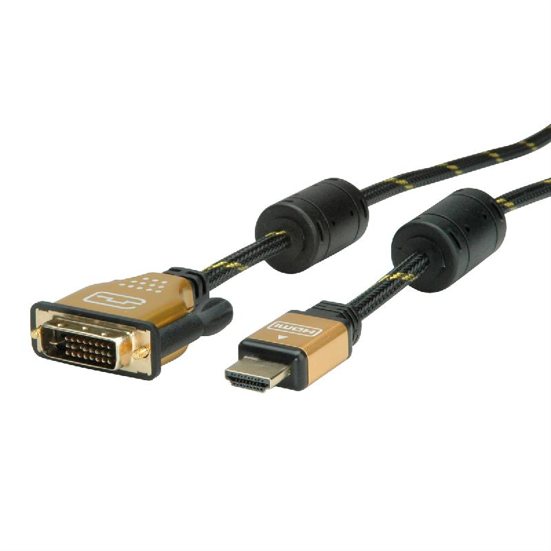 ROLINE GOLD Câble pour écran DVI-HDMI, M-M, (24+1) dual link, Retail Blister, 5 m_3