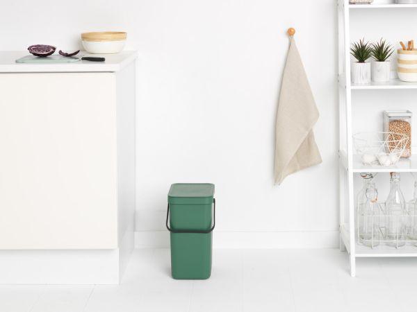 Poubelle composteur avec support mural - Volume S de 12 litres - Brabantia Sort & Go - Fir Green_3