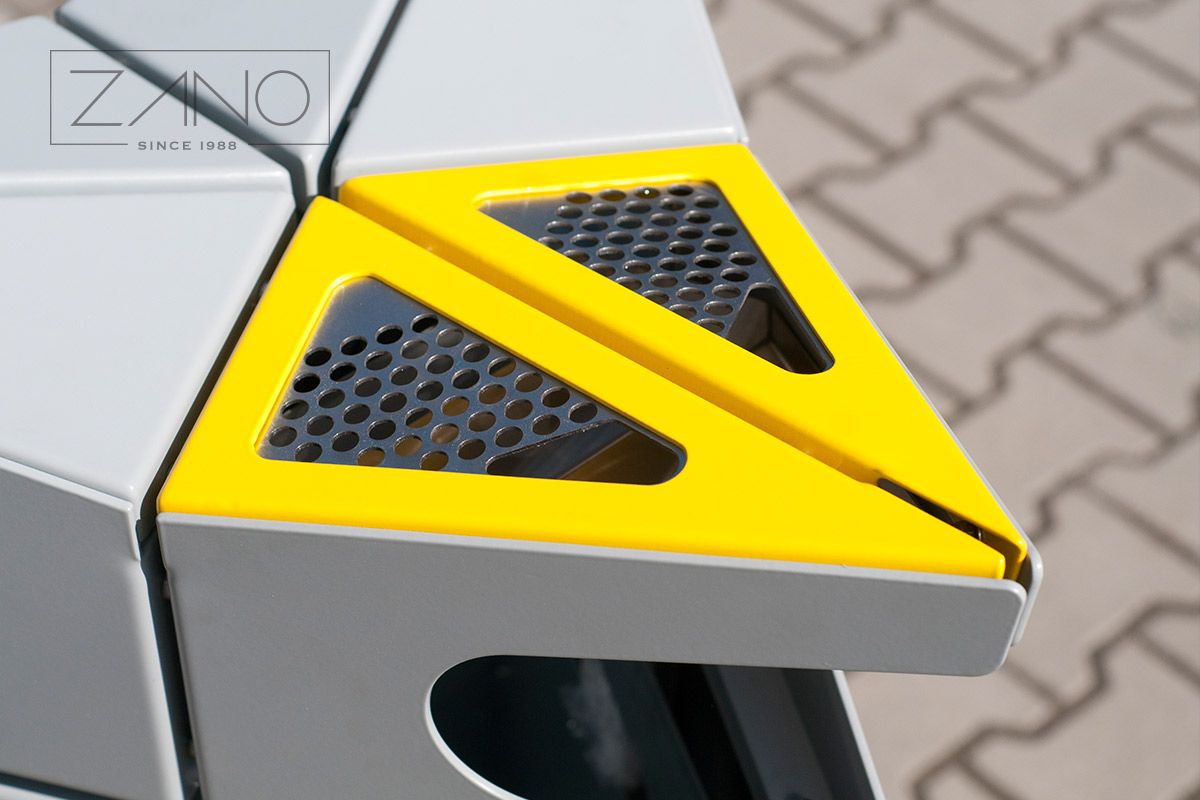 Poubelle publique Jester - Zano - 38L - avec cendrier et personnalisation des couleurs_3