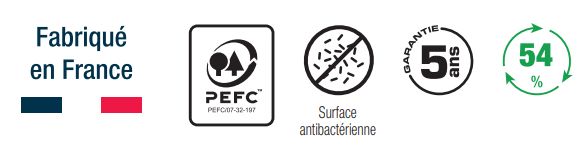 Bureau de direction - MOKA - pieds panneaux avec entretoise - fabriqué en France - surface antibactérienne_3