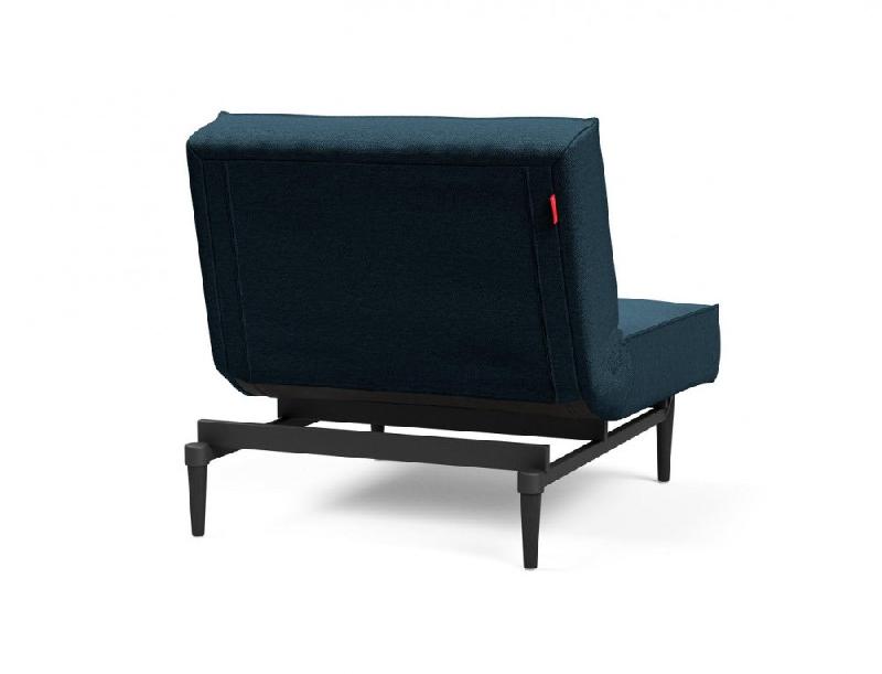 Innovation Living Fauteuil Splitback Styletto Convertible - Lit 90x115 cm - Pieds fuseau noir - Tissu Argus Navy Blue_3