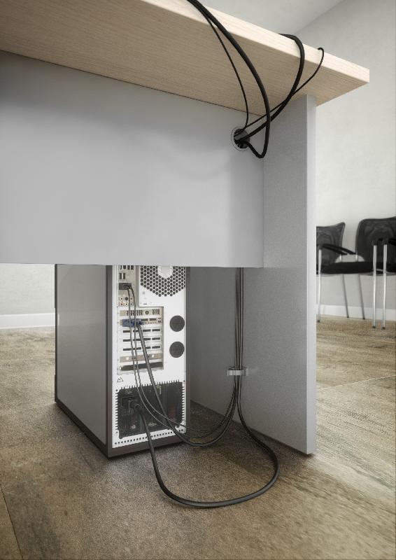 Bureau individuel Tono, pieds blanc - Mobel Linea - 180, Acacia foncé_0