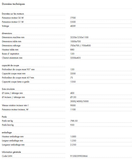 Scie à format Holzmann - FKS400VF3200_400V - Puissance moteur S6 7700W_3