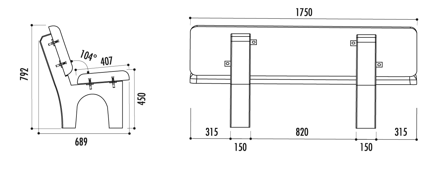 Banc public BOREE Ares Rhea Atlas Eole - Design moderne et robuste_3