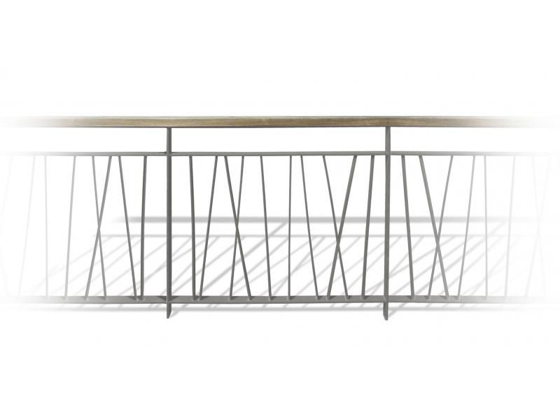 GC3413 Barrières urbaines Urban'NT - en acier avec montants en fer plat et main courante en bois exotique_3