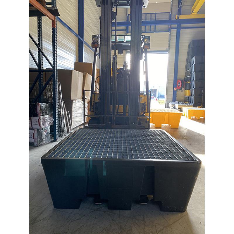 Bac de rétention 4 fûts ECO - PEHD - 475L - caillebotis acier galvanisé - Plast'Up Rotomoulage_3