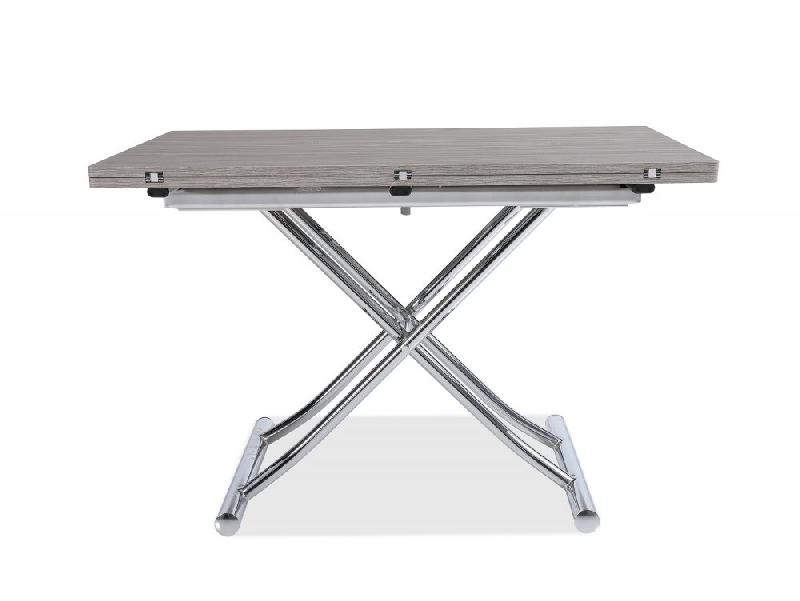 Table basse relevable extensible Trendy - Chêne gris/mélaminé, pied chromé - Dimensions 110 x 70/140 cm_3