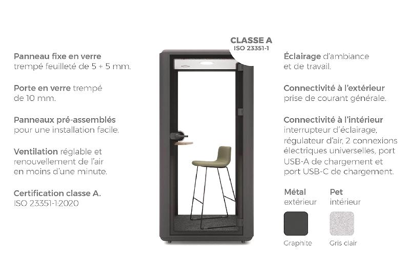 Cabinet acoustique 1 personne Domus - Mobel Linea - Chêne moyen , Gris anthracite , Gris_3