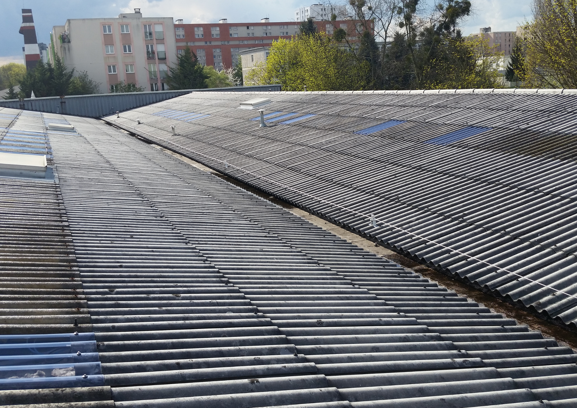 Ligne de vie sur fibrociment et charpente métallique - dispositif d'ancrage horizontal conforme EN795:2012 classe C_3