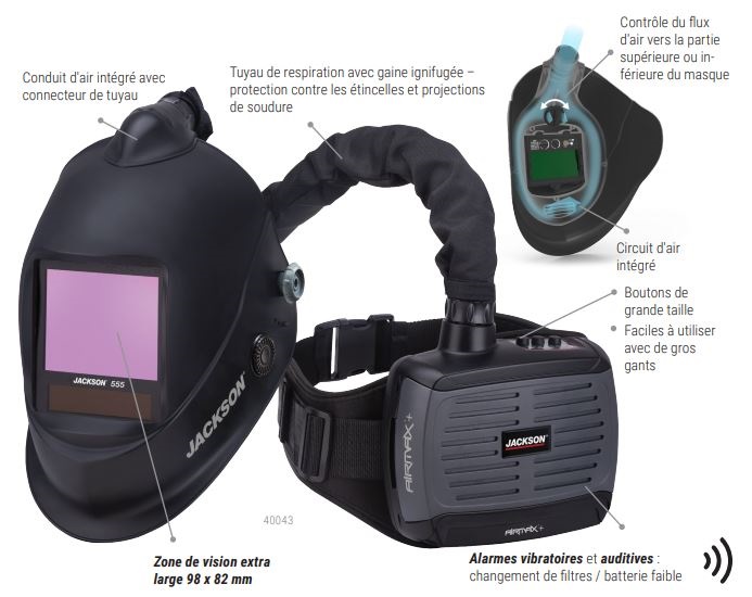 Système de filtration motorisé et ventilé AIRMAX+ avec accessoires - PRVM2001 - Jackson Safety - Protection TH3 et batterie Li-ion HD_0