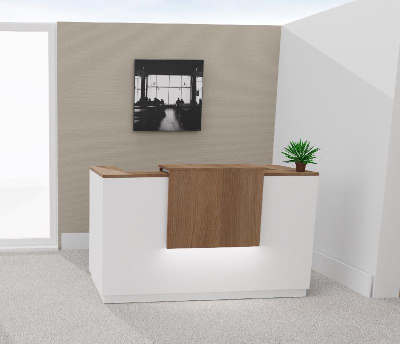 Bureau de réception accueil Delta Plus - Mobel Linea - 184, Blanc, Oui, Acacia foncé_0