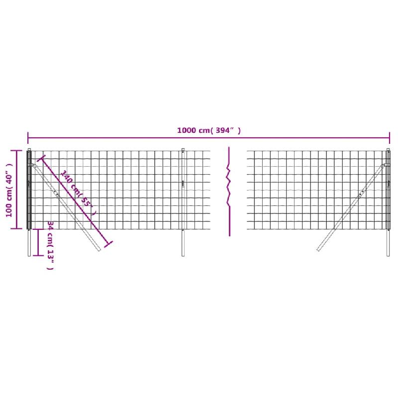 Vidaxl clôture en treillis métallique anthracite 1x10m acier galvanisé 154225_3