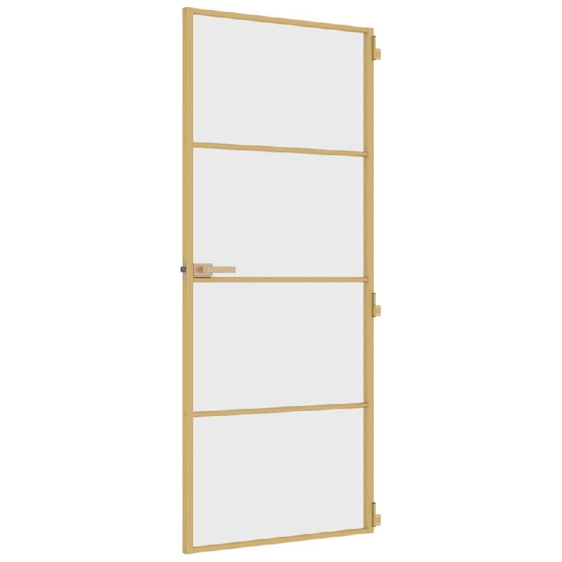 Vidaxl porte intérieure mince doré 83x201,5 cm verre trempé aluminium 155133_3