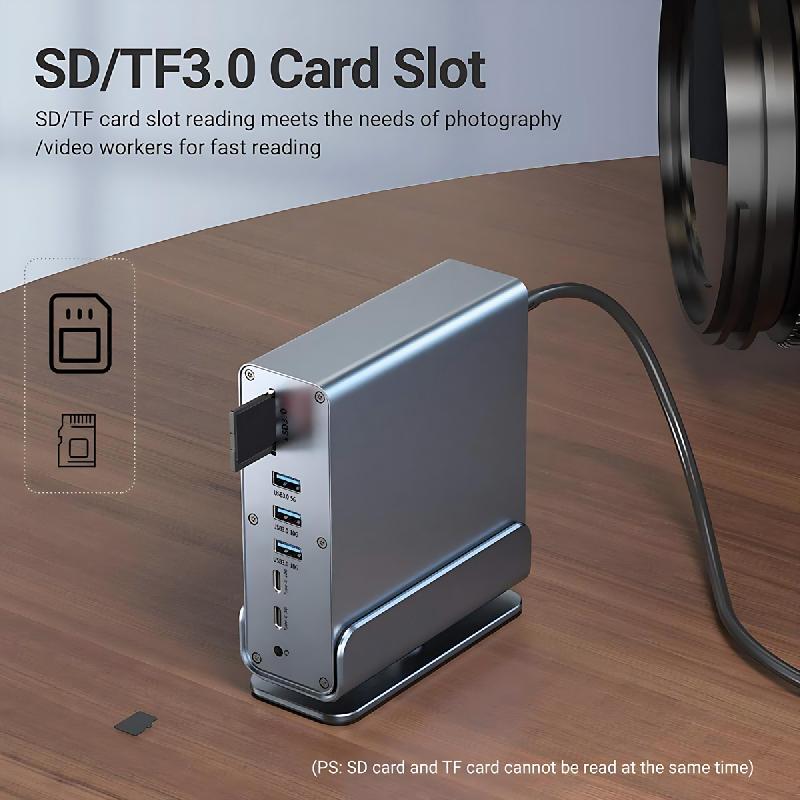 VALUE Station d'accueil USB type C 16 en 1, HDMI/DP 4K60, Gigabit Ethernet, USB-A, USB-C, PD, SD/microSD, Audio_3