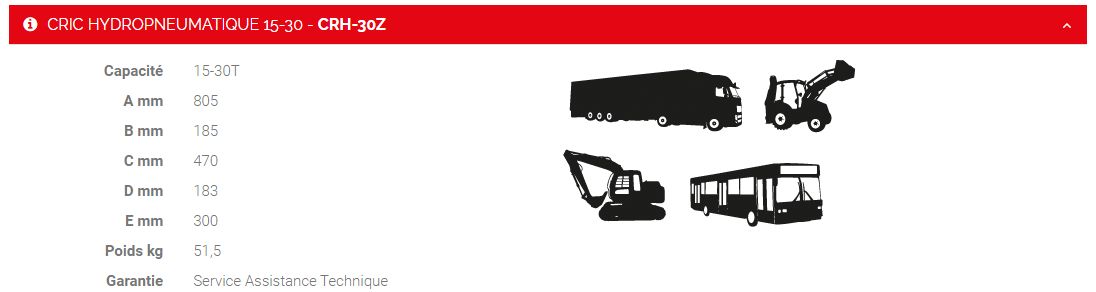 Crh-30z - Crics hydropneumatiques Sam Outillage - Capacité 15 à 30T pour poids lourds, agricole et transport en commun_3