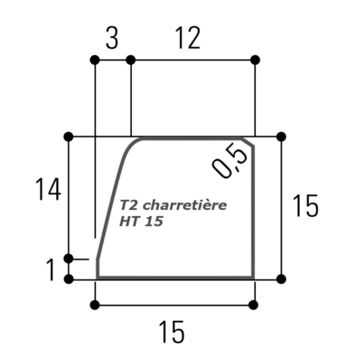 Bordure T2 avaloir 100 cm