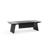 Bureaux de direction en bois naturel avec plateau en cuir - MAKI - Bürotime_3